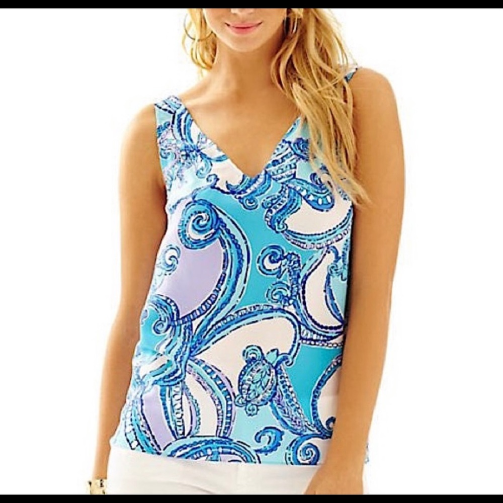 Lilly Pulitzer Silk Sea Life Print Cipriani Tank